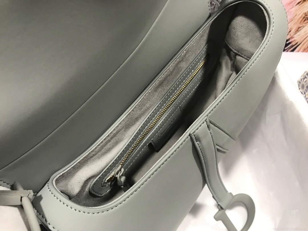 Dior M0446 Dior Saddle Bag M0447 Grey Grained Calfskin with Gray Hardware