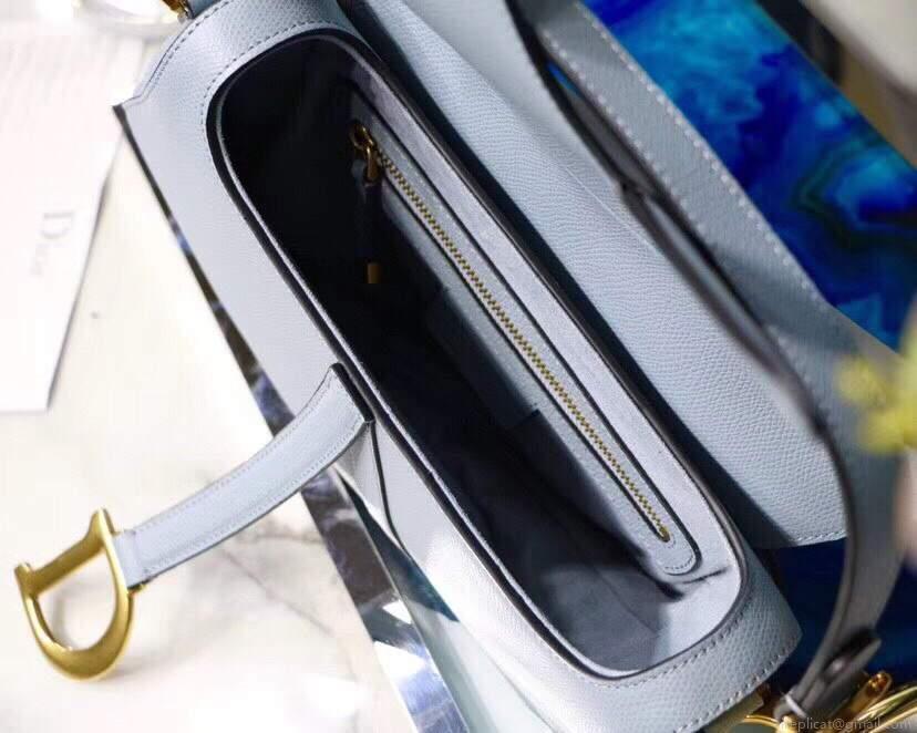 Dior M0446 Dior Saddle Bag M0447 Light Blue Grained Calfskin