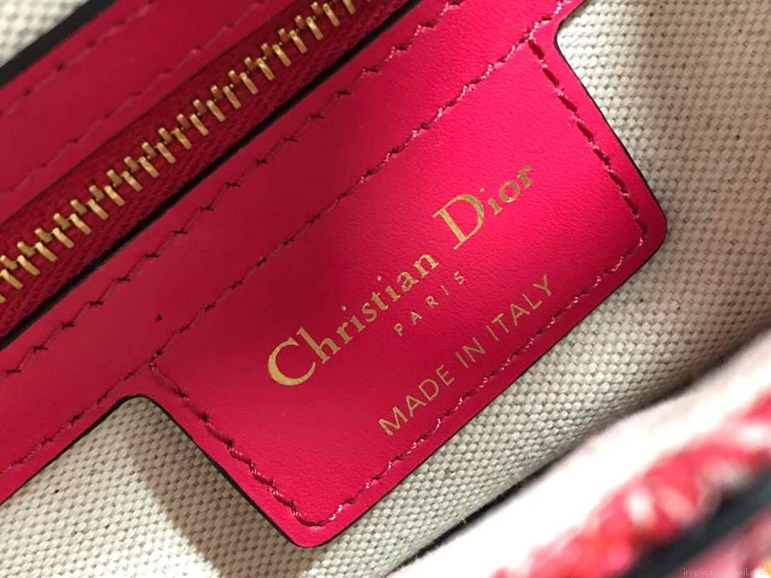 Dior M0446 Dior Saddle Bag Red Toile de Jouy Reverse Jacquard