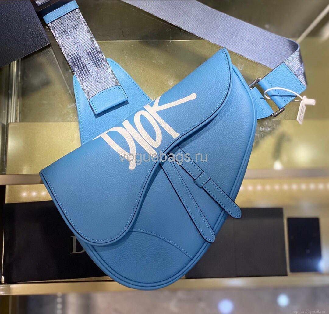 Dior M0446 Saddle Bag Dior Blue Calfskin Bag