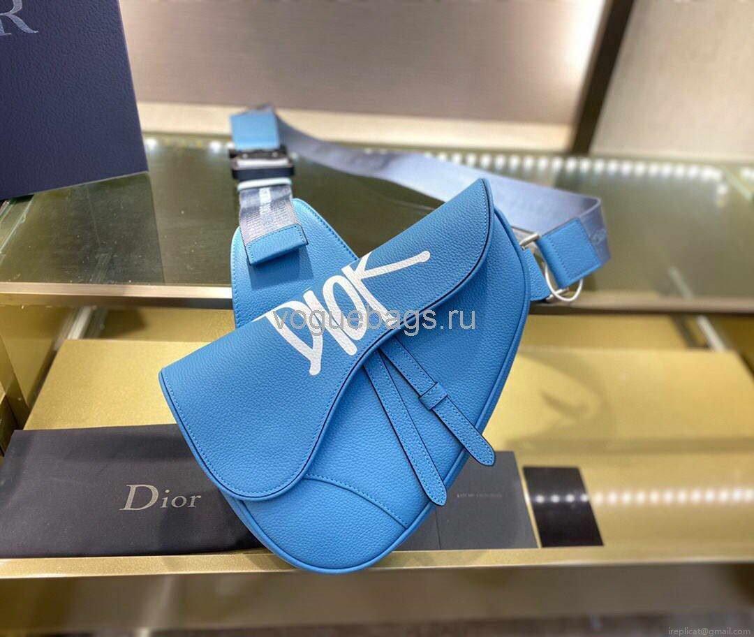 Dior M0446 Saddle Bag Dior Blue Calfskin Bag