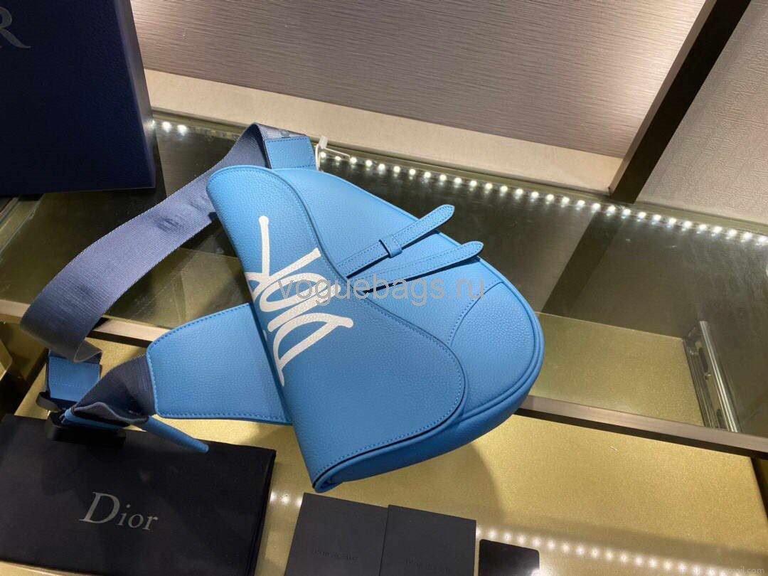 Dior M0446 Saddle Bag Dior Blue Calfskin Bag