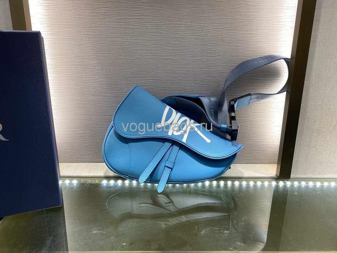 Dior M0446 Saddle Bag Dior Blue Calfskin Bag