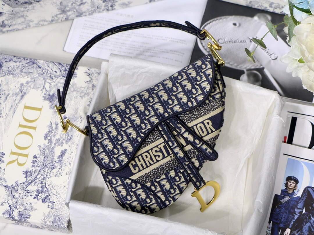 Dior M0446 Saddle Dior Oblique Pouch Belt M928 Navy Blue