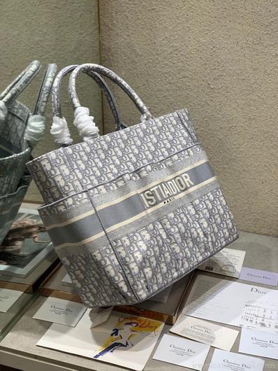 Dior M1279 Catherine Tote Bag Dior Oblique Embroidery Gray