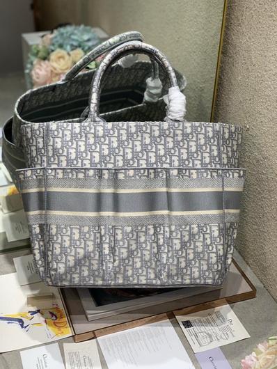 Dior M1279 Catherine Tote Bag Dior Oblique Embroidery Gray