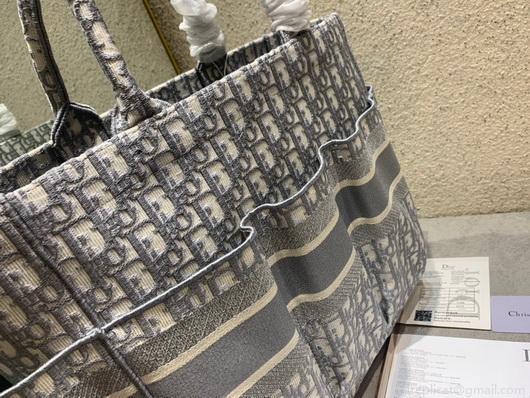 Dior M1279 Catherine Tote Bag Dior Oblique Embroidery Gray