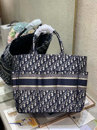 Dior M1279 Catherine Tote Bag Dior Oblique Embroidery Navy Blue