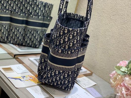 Dior M1279 Catherine Tote Bag Dior Oblique Embroidery Navy Blue