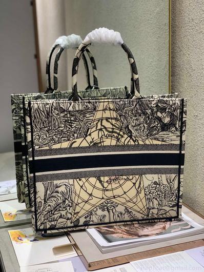 Dior M1286 Book Tote Christian Dior Shoulder Shopping Bag Black