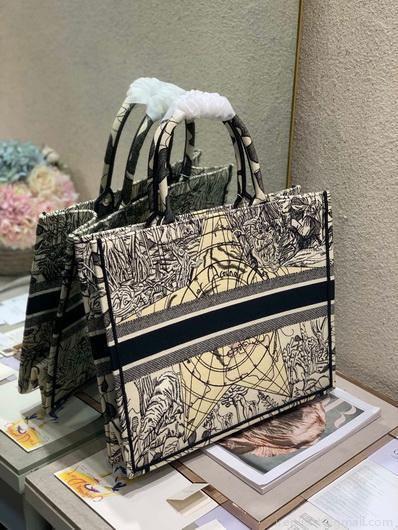 Dior M1286 Book Tote Christian Dior Shoulder Shopping Bag Black