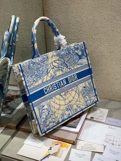 Dior M1286 Book Tote Christian Dior Shoulder Shopping Bag Blue