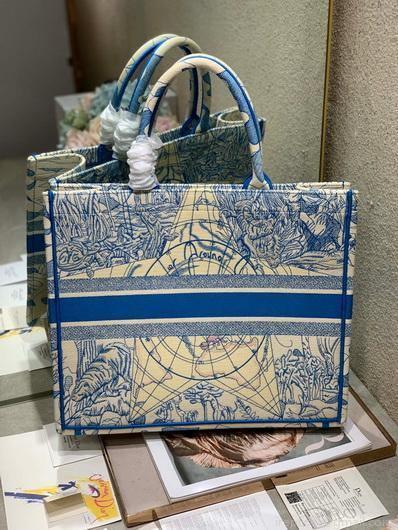 Dior M1286 Book Tote Christian Dior Shoulder Shopping Bag Blue