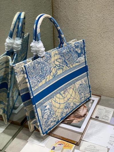 Dior M1286 Book Tote Christian Dior Shoulder Shopping Bag Blue