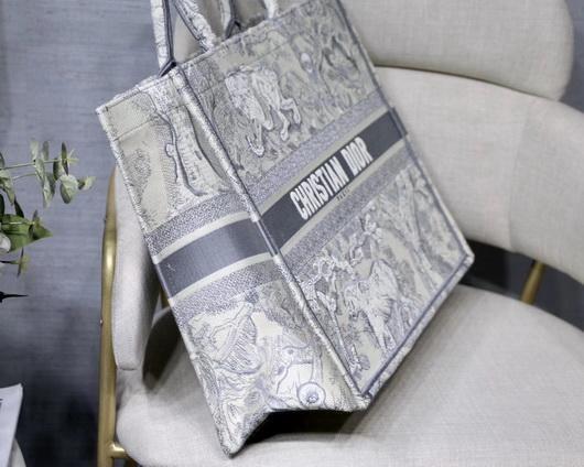 Dior M1286 Book Tote Christian Dior Shoulder Shopping Bag Lion Printer Gray