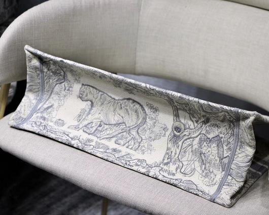 Dior M1286 Book Tote Christian Dior Shoulder Shopping Bag Lion Printer Gray