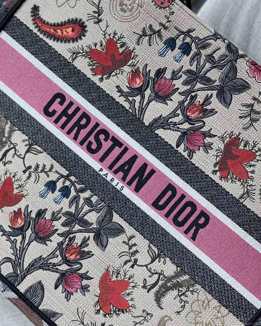 Dior M1286 Book Tote Multicolor Flowers Embroidery