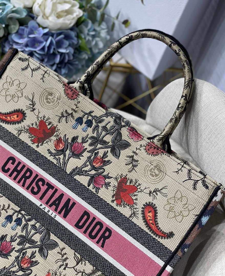Dior M1286 Book Tote Multicolor Flowers Embroidery