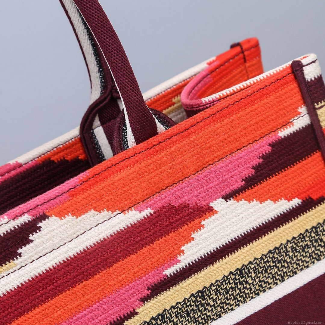 Dior M1286 DIOR Book Tote Multicolor D-Stripes Embroidery