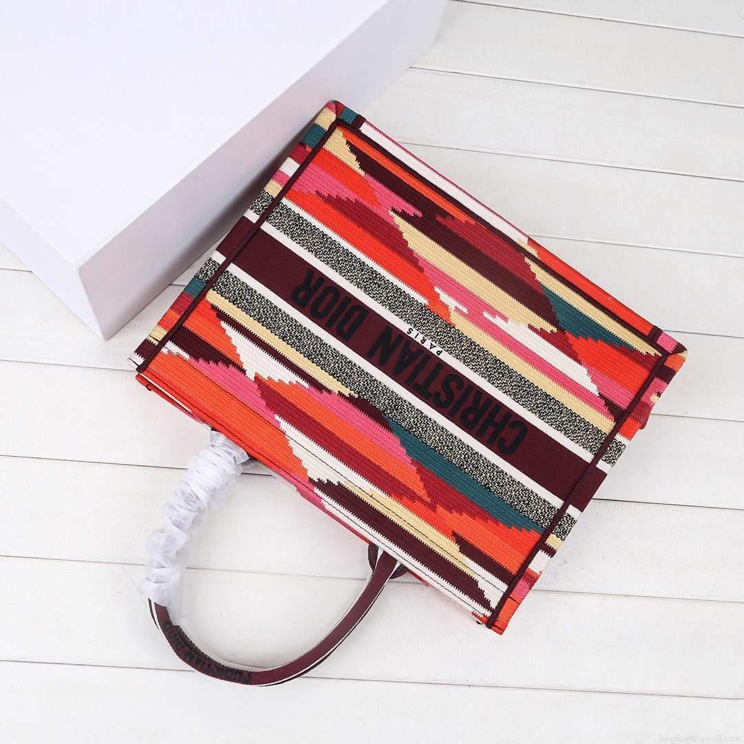 Dior M1286 DIOR Book Tote Multicolor D-Stripes Embroidery