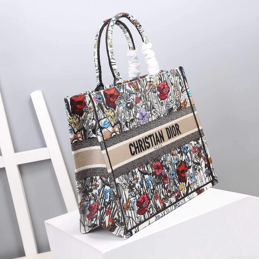 Dior M1286 Dior Book Tote Multicolor Flowers Embroidery