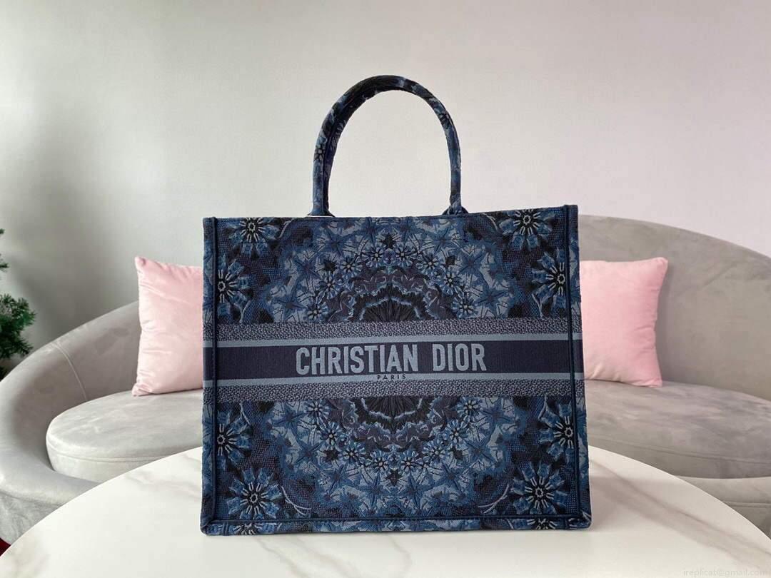 Dior M1286 Dior Book Tote Navy Blue Dior Constellation Embroidery