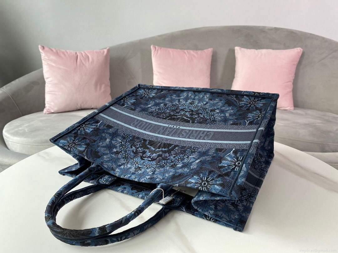 Dior M1286 Dior Book Tote Navy Blue Dior Constellation Embroidery