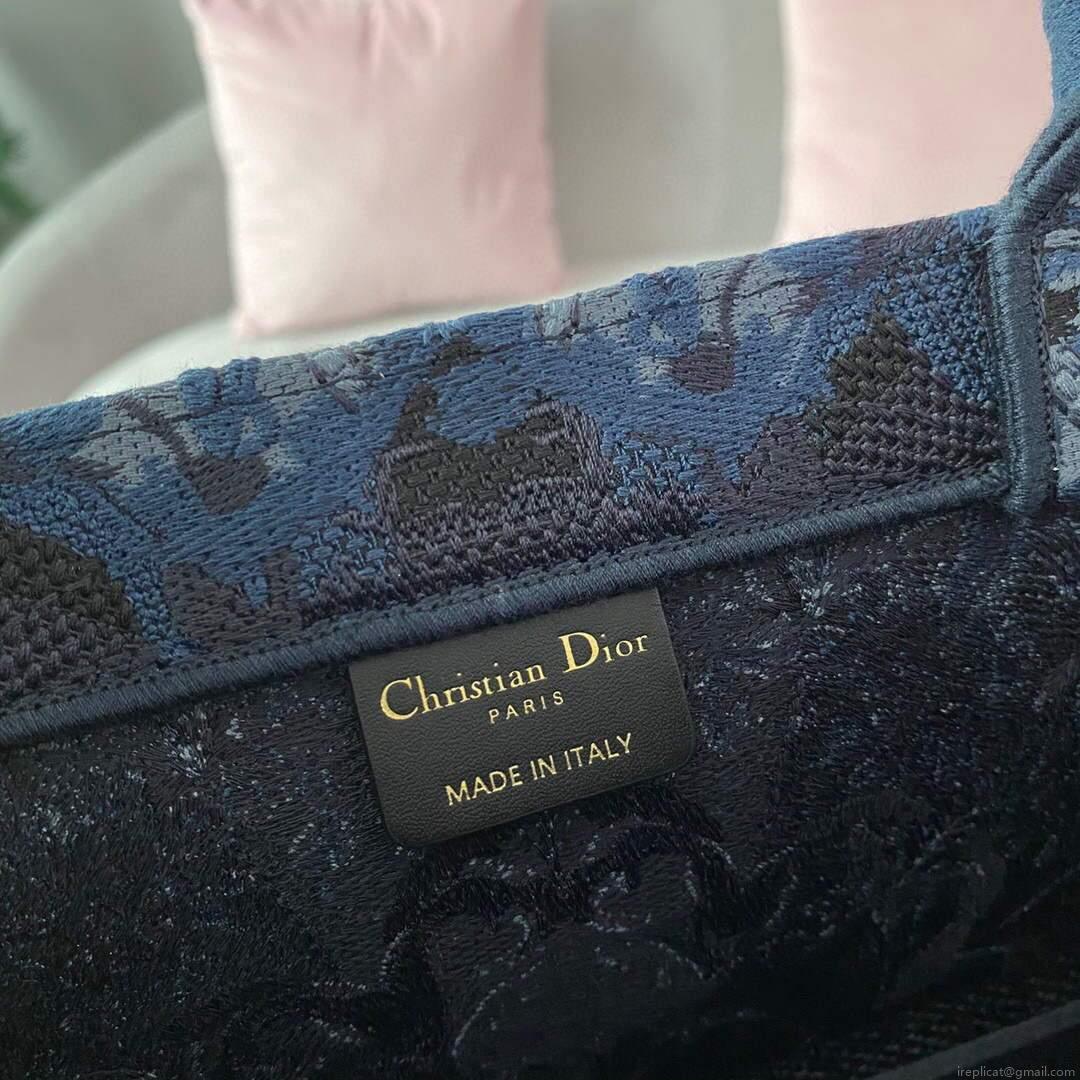 Dior M1286 Dior Book Tote Navy Blue Dior Constellation Embroidery