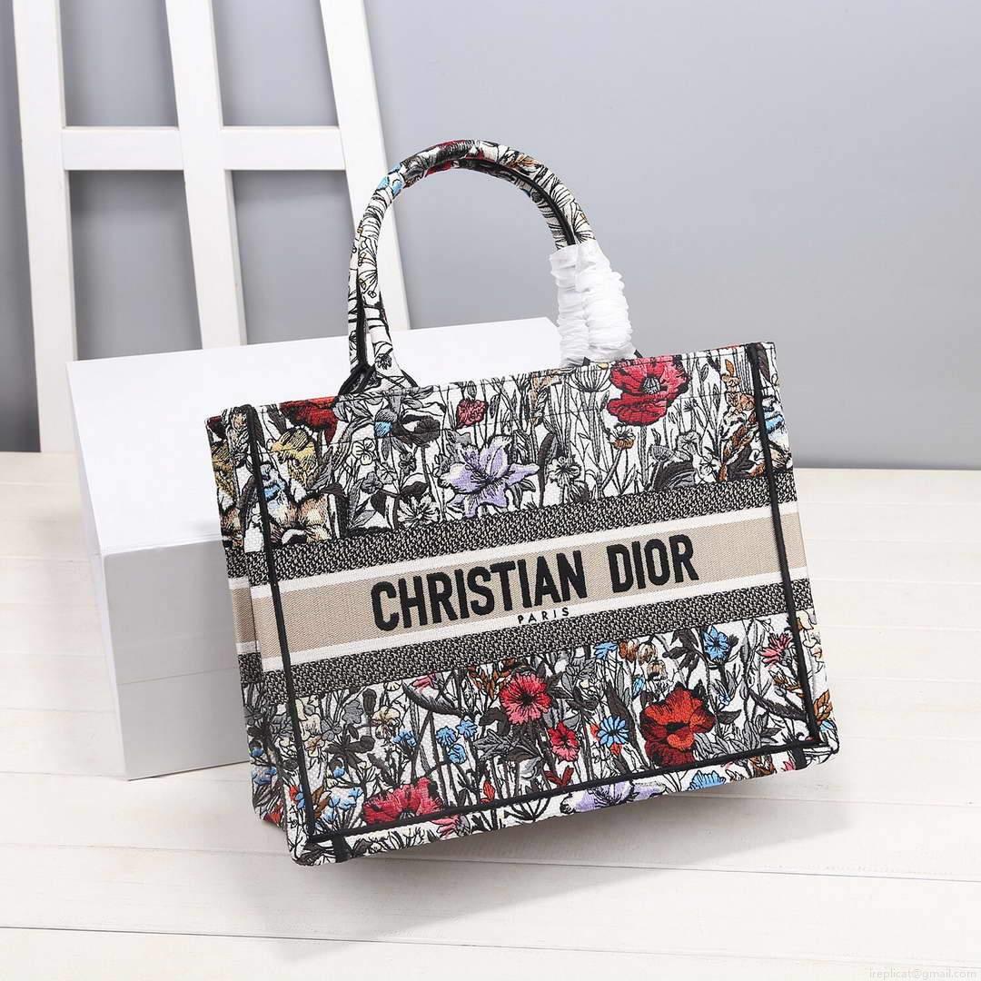 Dior M1286 Dior Book Tote Small Multicolor Flowers Embroidery