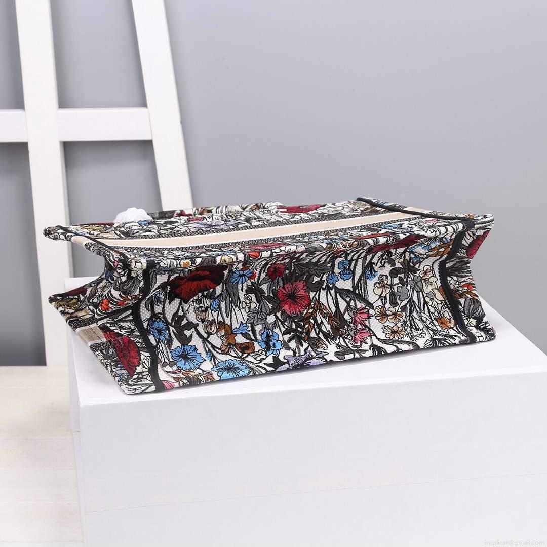 Dior M1286 Dior Book Tote Small Multicolor Flowers Embroidery
