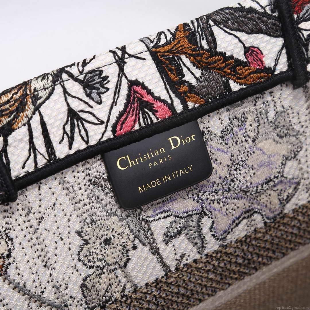 Dior M1286 Dior Book Tote Small Multicolor Flowers Embroidery