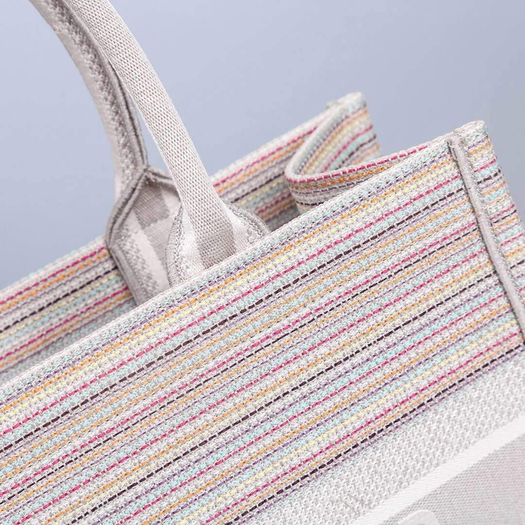 Dior M1286 Dior Book Tote small Pink D-Stripes Embroidery