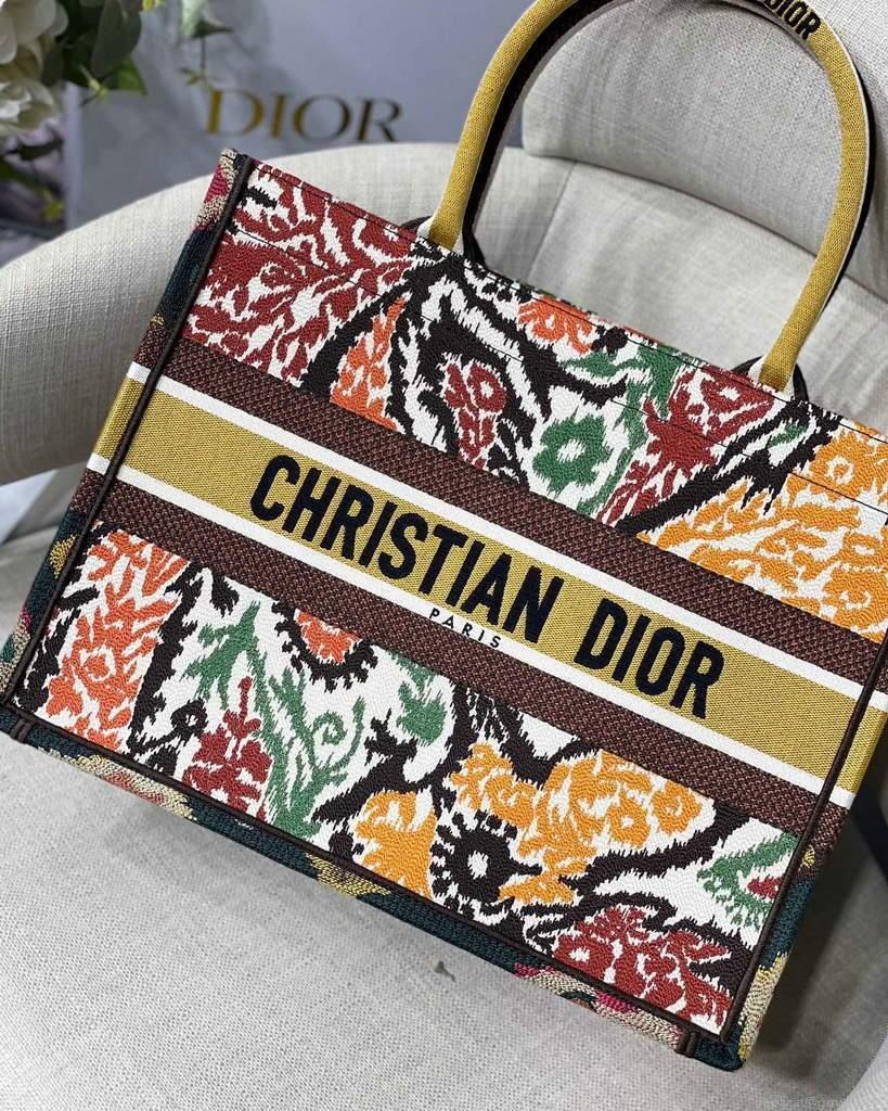 Dior M1286 Dior Book Tote Yellow Multicolor Dior Paisley Embroidery