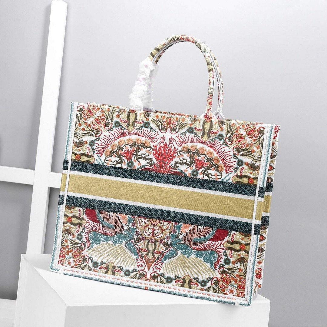 Dior M1296 Book Tote Christian Dior Small Multicolor Red and Green