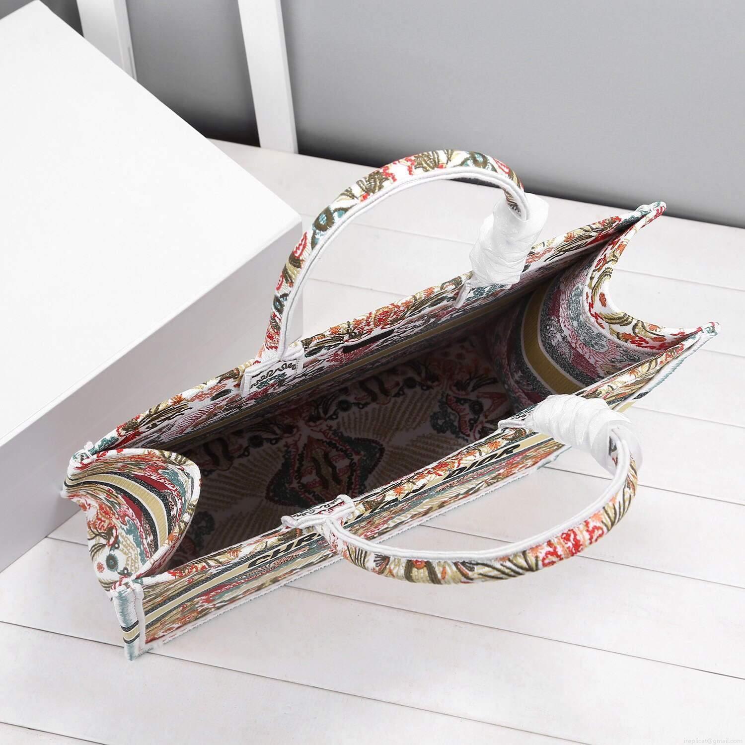Dior M1296 Book Tote Christian Dior Small Multicolor Red and Green