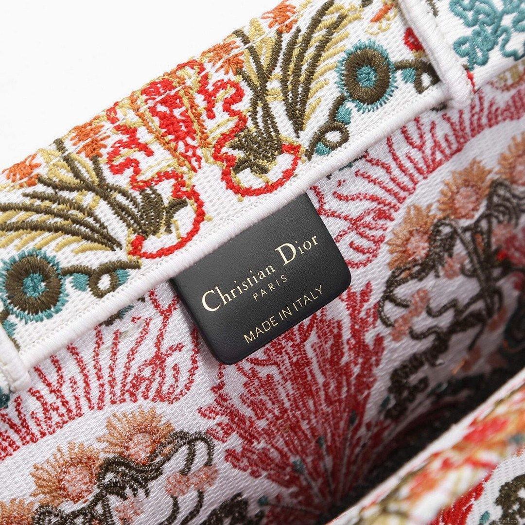 Dior M1296 Book Tote Christian Dior Small Multicolor Red and Green