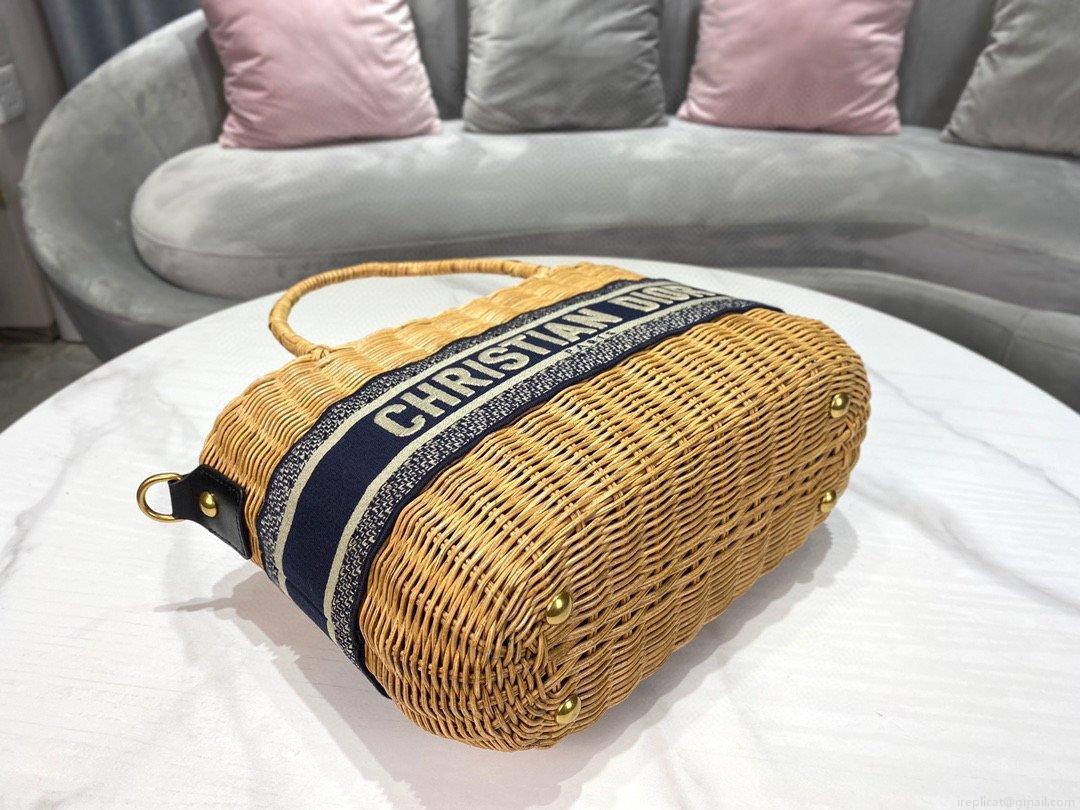 Dior M7601 Dior Wicker Basket Shoulder Bag Blue