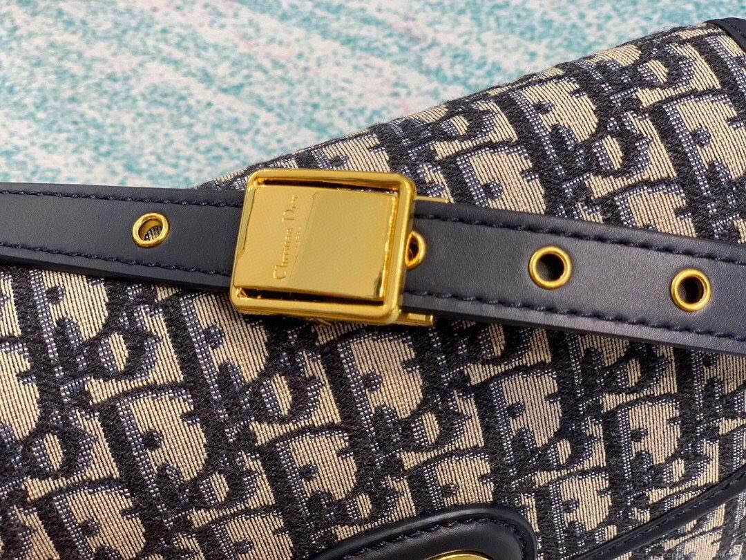Dior M9319 Dior Bobby Medium Crossbody Bag Oblique Jacquard Navy Blue