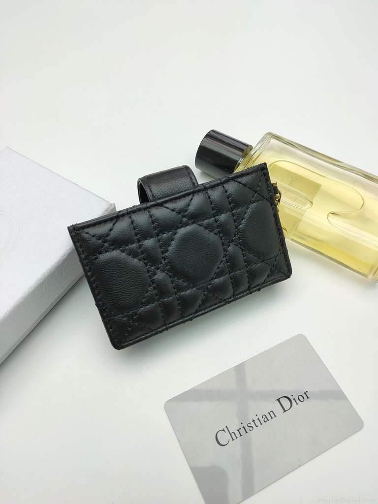 Dior S0074 Wallet Lady dior 5-Gusset card holder Black