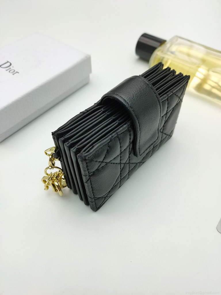 Dior S0074 Wallet Lady dior 5-Gusset card holder Black