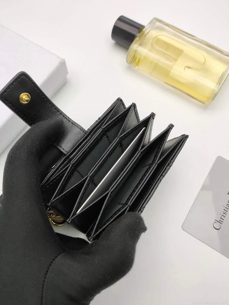 Dior S0074 Wallet Lady dior 5-Gusset card holder Black