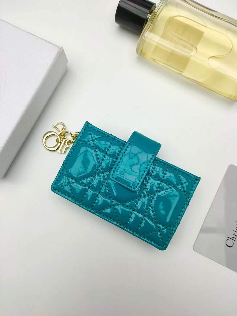 Dior S0074 Wallet Lady dior 5-Gusset card holder Dark Blue Patent Cannage Calfskin