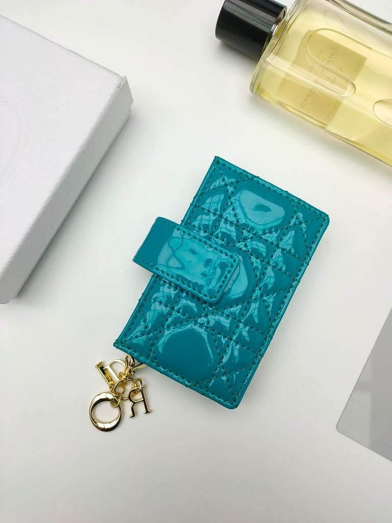 Dior S0074 Wallet Lady dior 5-Gusset card holder Dark Blue Patent Cannage Calfskin