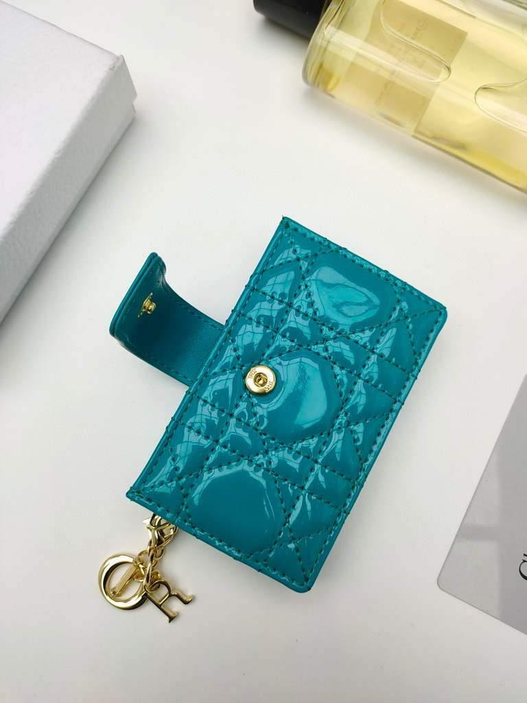 Dior S0074 Wallet Lady dior 5-Gusset card holder Dark Blue Patent Cannage Calfskin