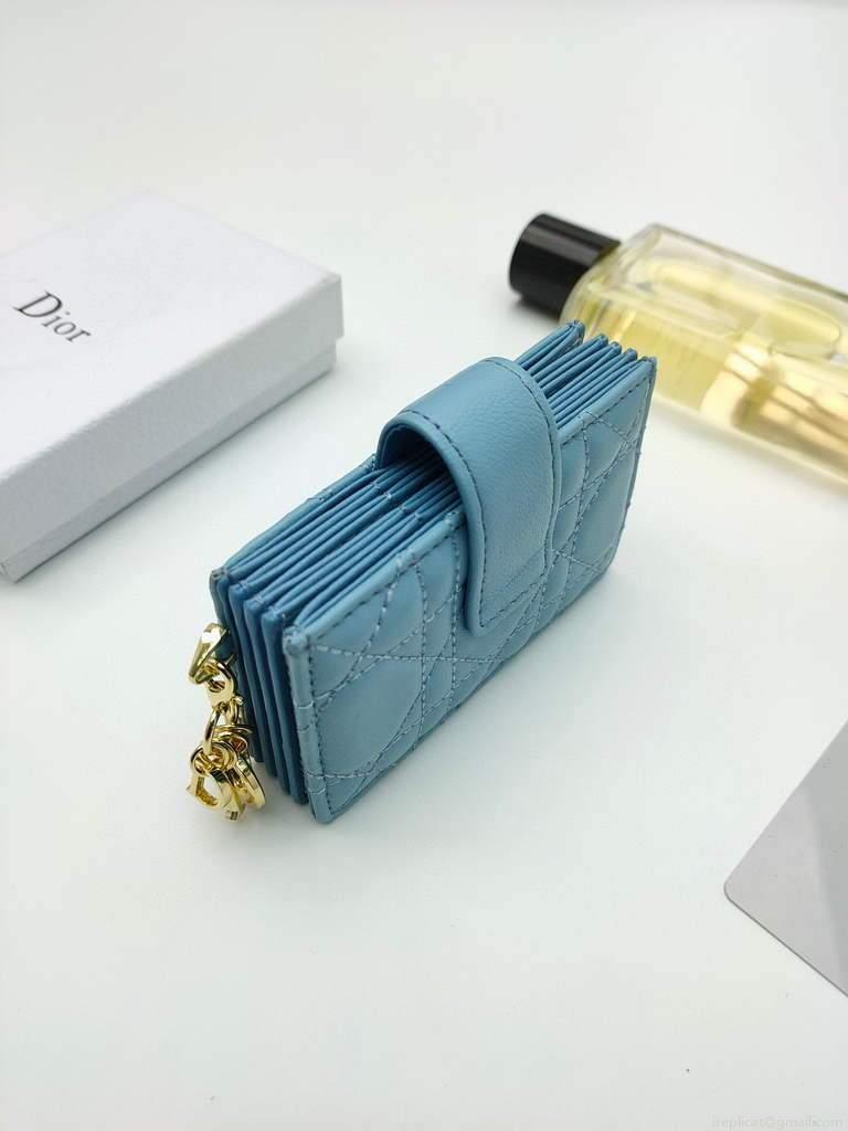 Dior S0074 Wallet Lady dior 5-Gusset card holder Sky Blue