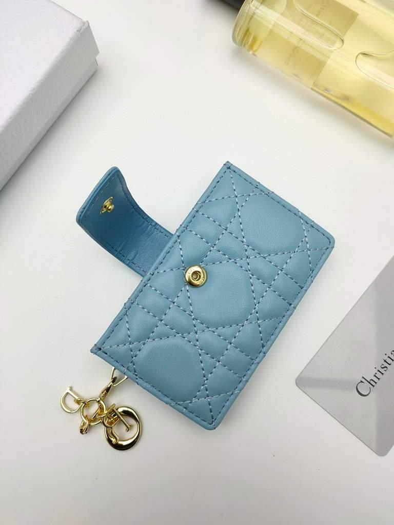 Dior S0074 Wallet Lady dior 5-Gusset card holder Sky Blue