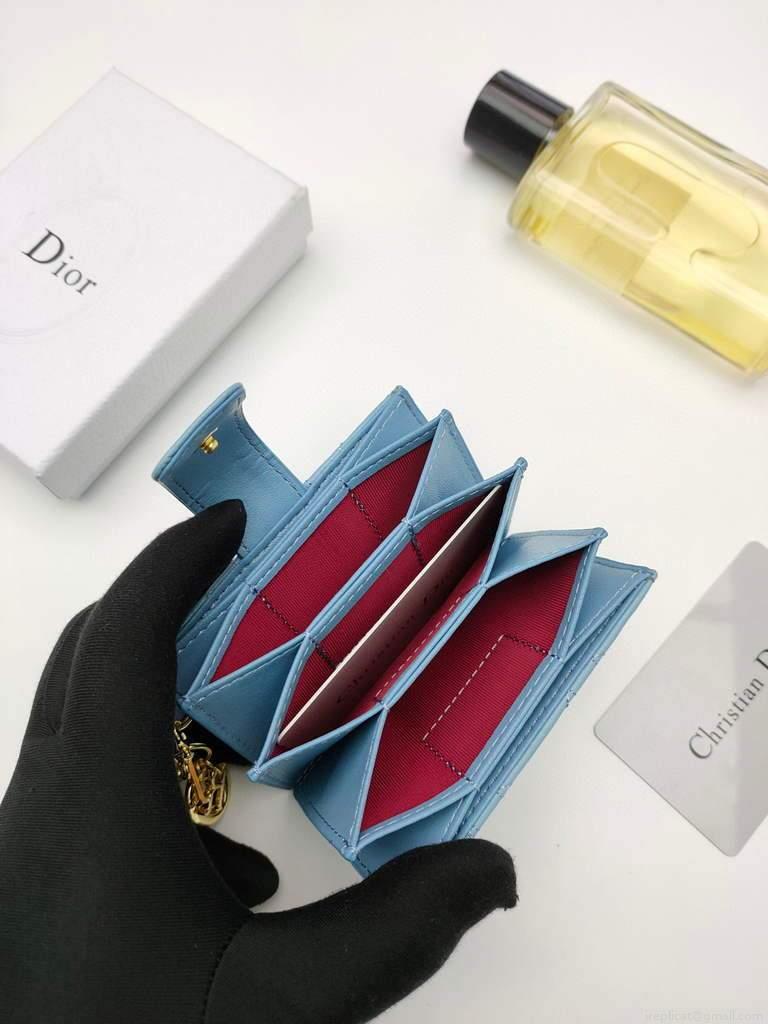 Dior S0074 Wallet Lady dior 5-Gusset card holder Sky Blue