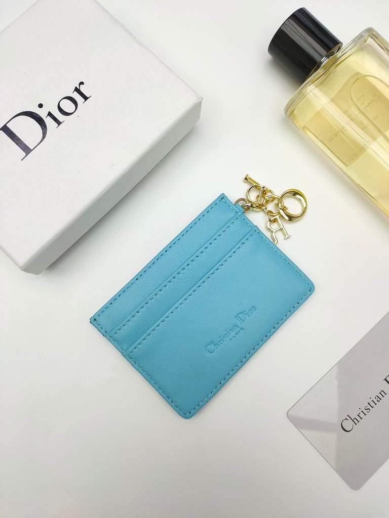 Dior S0126 Dioramour Lady Dior card holder Blue Patent Cannage Calfskin