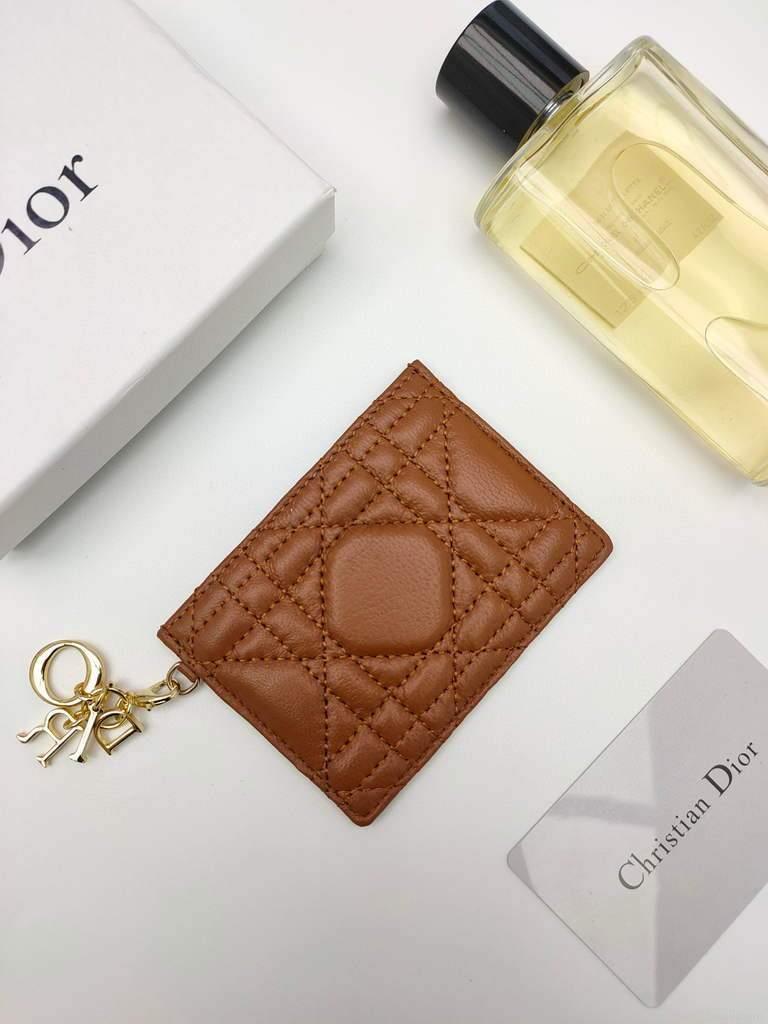 Dior S0126 Dioramour Lady Dior card holder Brown Patent Cannage Calfskin