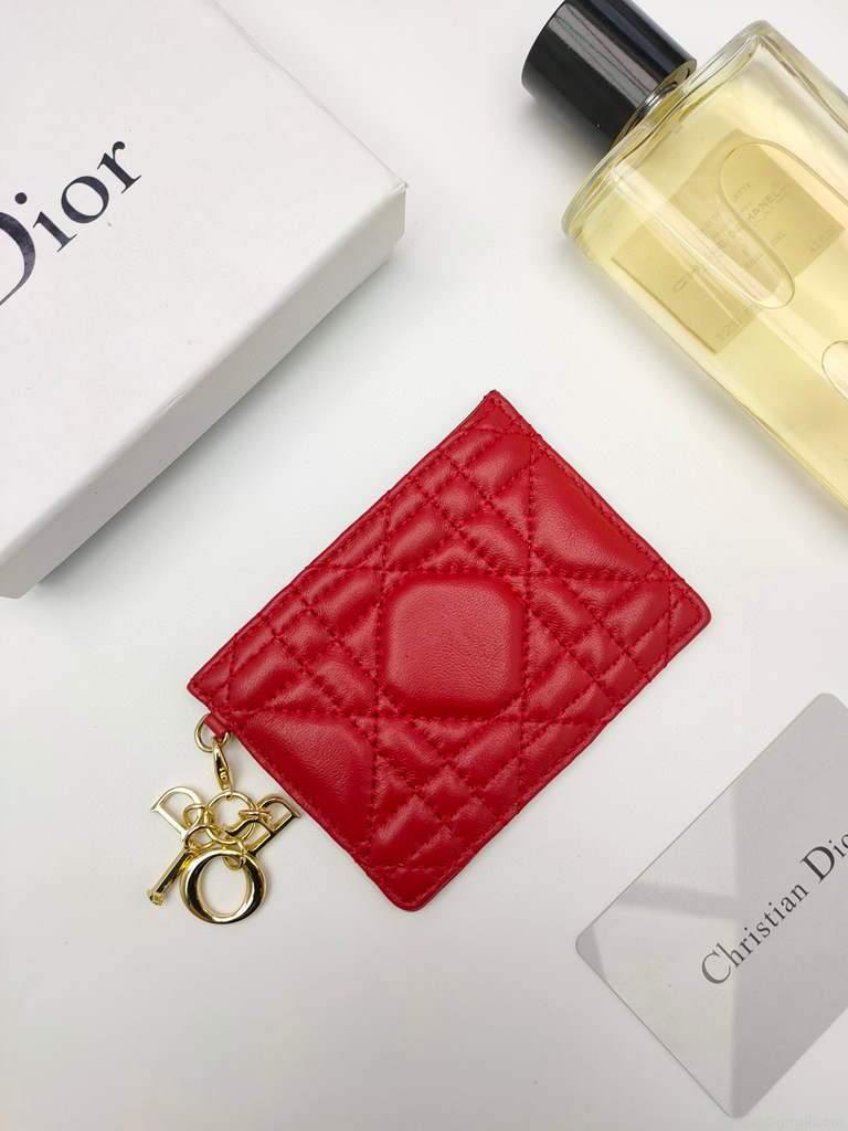 Dior S0126 Dioramour Lady Dior card holder Red Patent Cannage Calfskin
